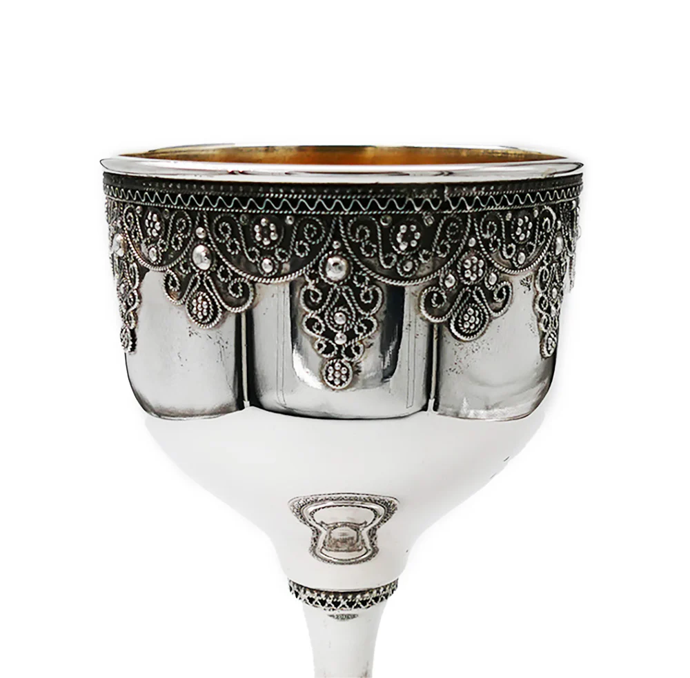 Sterling Silver Kiddush Cup Filigree Stemmed - Image 3