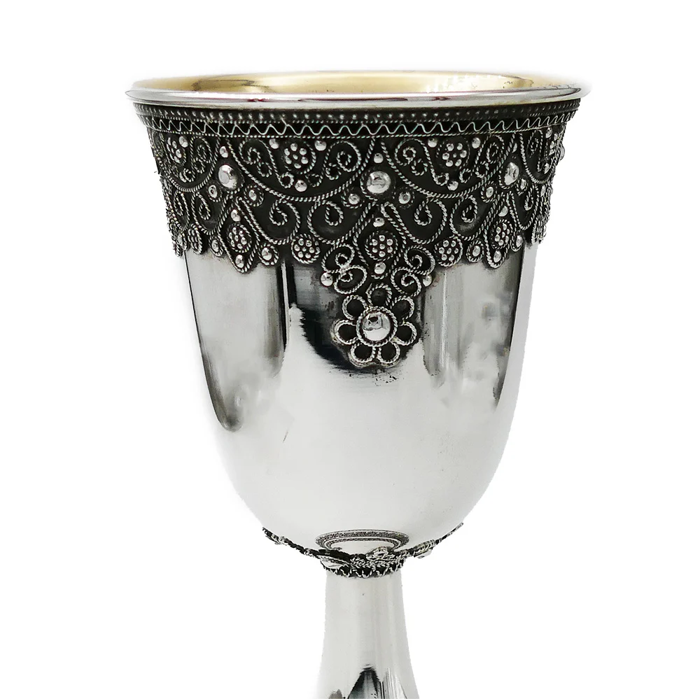 Silver Filigree Kiddush Cup - Elegant Sterling - Image 2