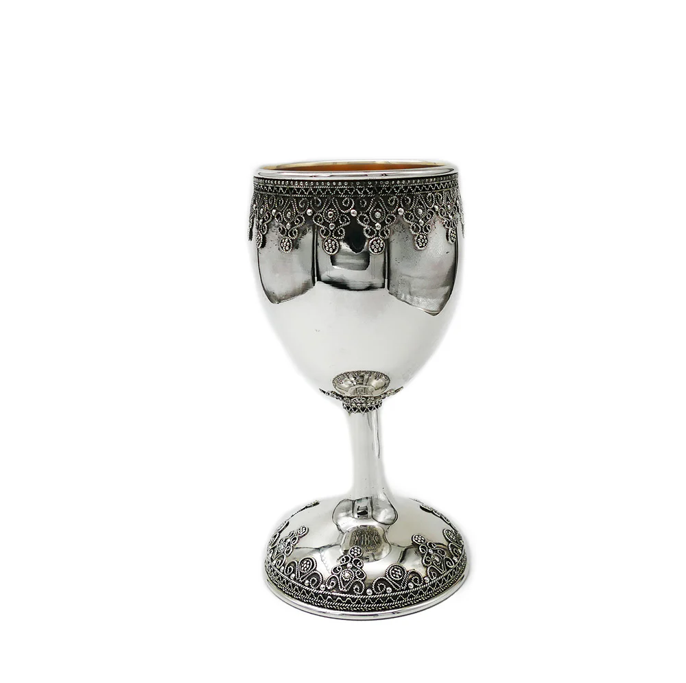 Sterling Silver Filigree Stem Kiddush Cup