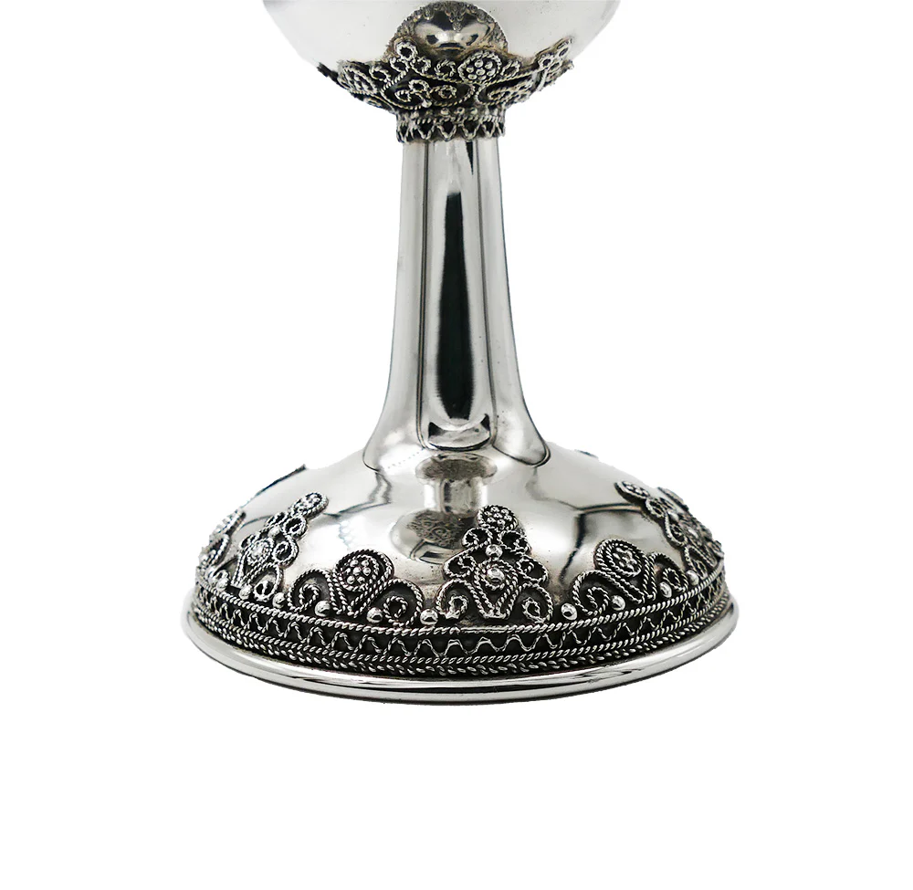 Sterling Silver Filigree Stem Kiddush Cup - Image 3