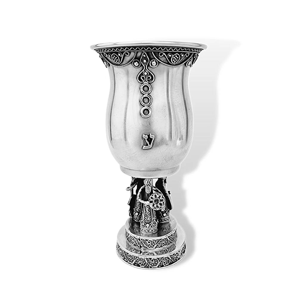 Sterling Silver Kiddush Cup with Klezmer Musicians - Image 4