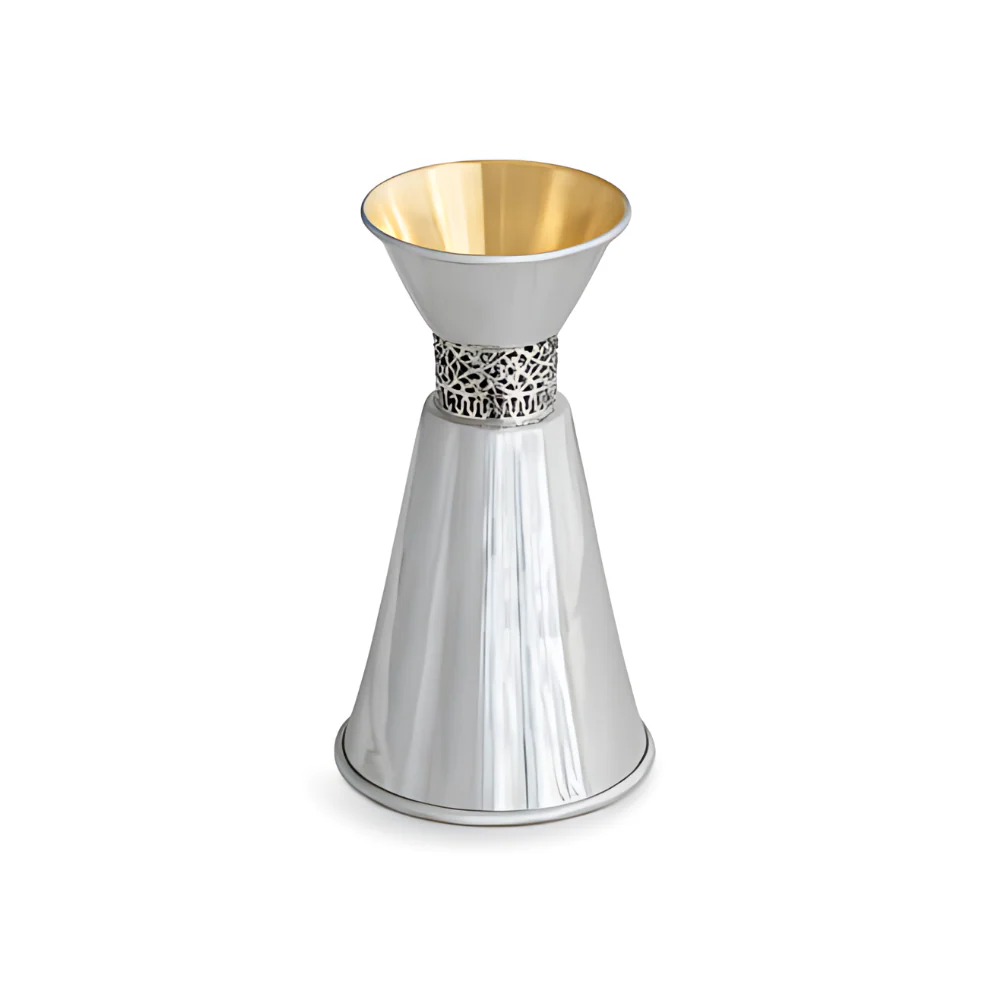 Tapered Sterling Silver Kiddush Cup with Filigree - Image 4