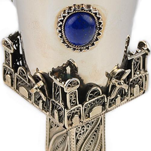 Kiddush Cup - Jerusalem Filigree Lapis Lazuli Silver - Image 3