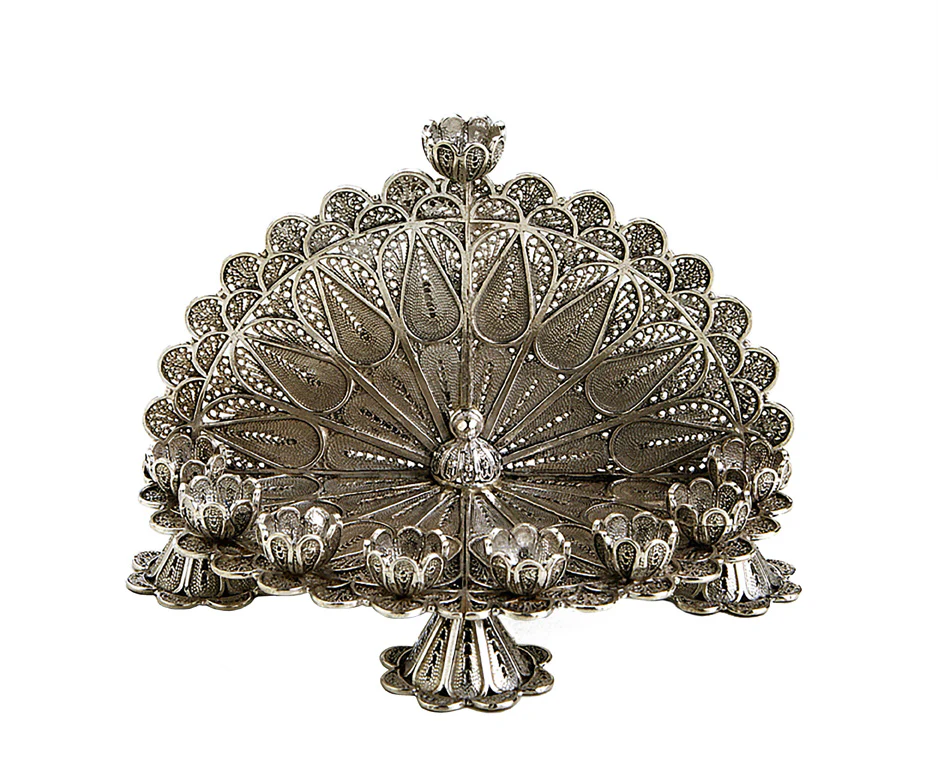Exquisite Floral Filigree Menorah