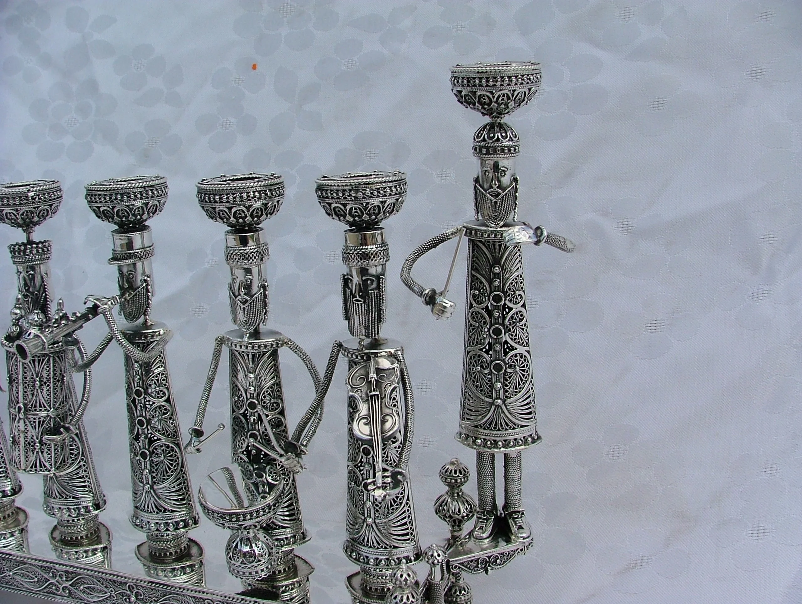 Silver Menorah with Klezmer Musicians - Large Size - Image 6