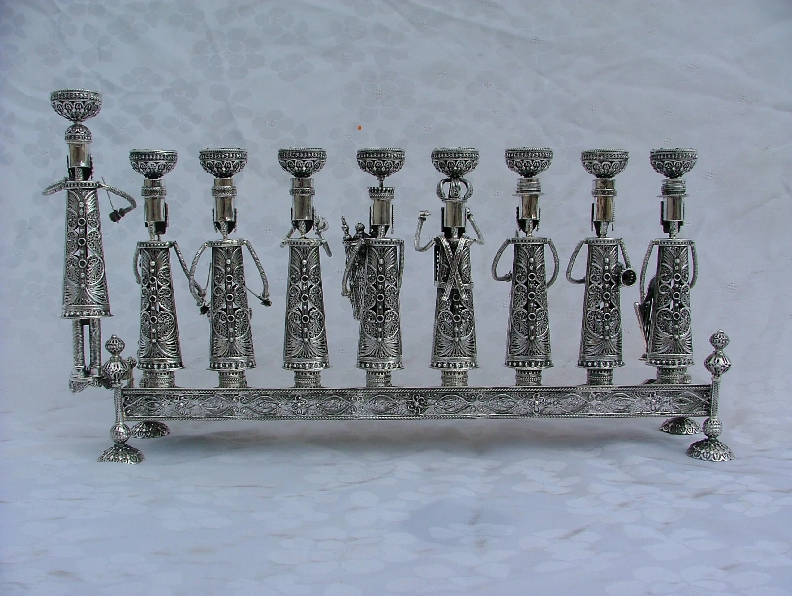 Silver Menorah with Klezmer Musicians - Large Size - Image 7