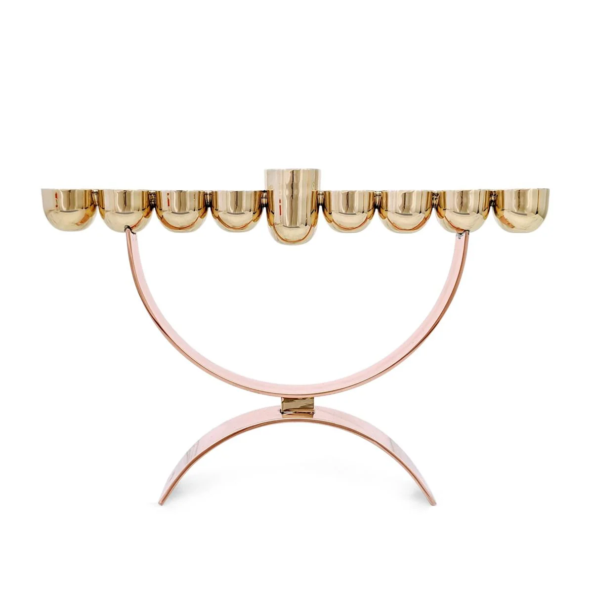 Designer Hanukkah Menorah in Copper and Brass - Image 3
