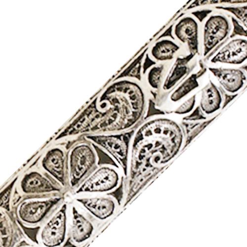 Silver Floral Filigree Round Mezuzah - Image 4