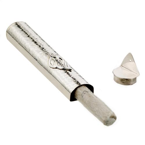 Hammered Sterling Silver Domed Mezuzah Case - Image 2