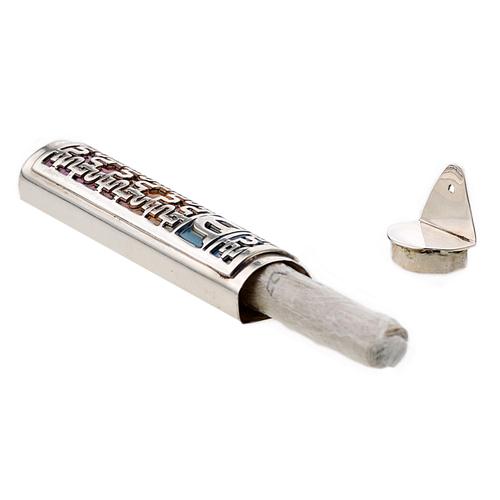 Sterling Silver Enamel Rainbow Mezuzah Case - Image 2