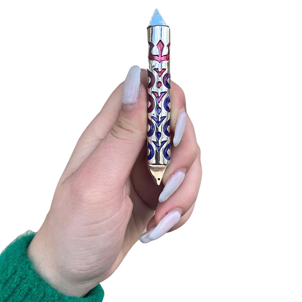 Silver Enamel Colored Mezuzah Case - Image 4