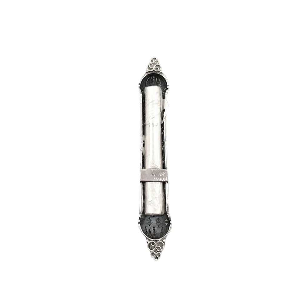 Filigree Silver Round Mezuzah Case - Image 4