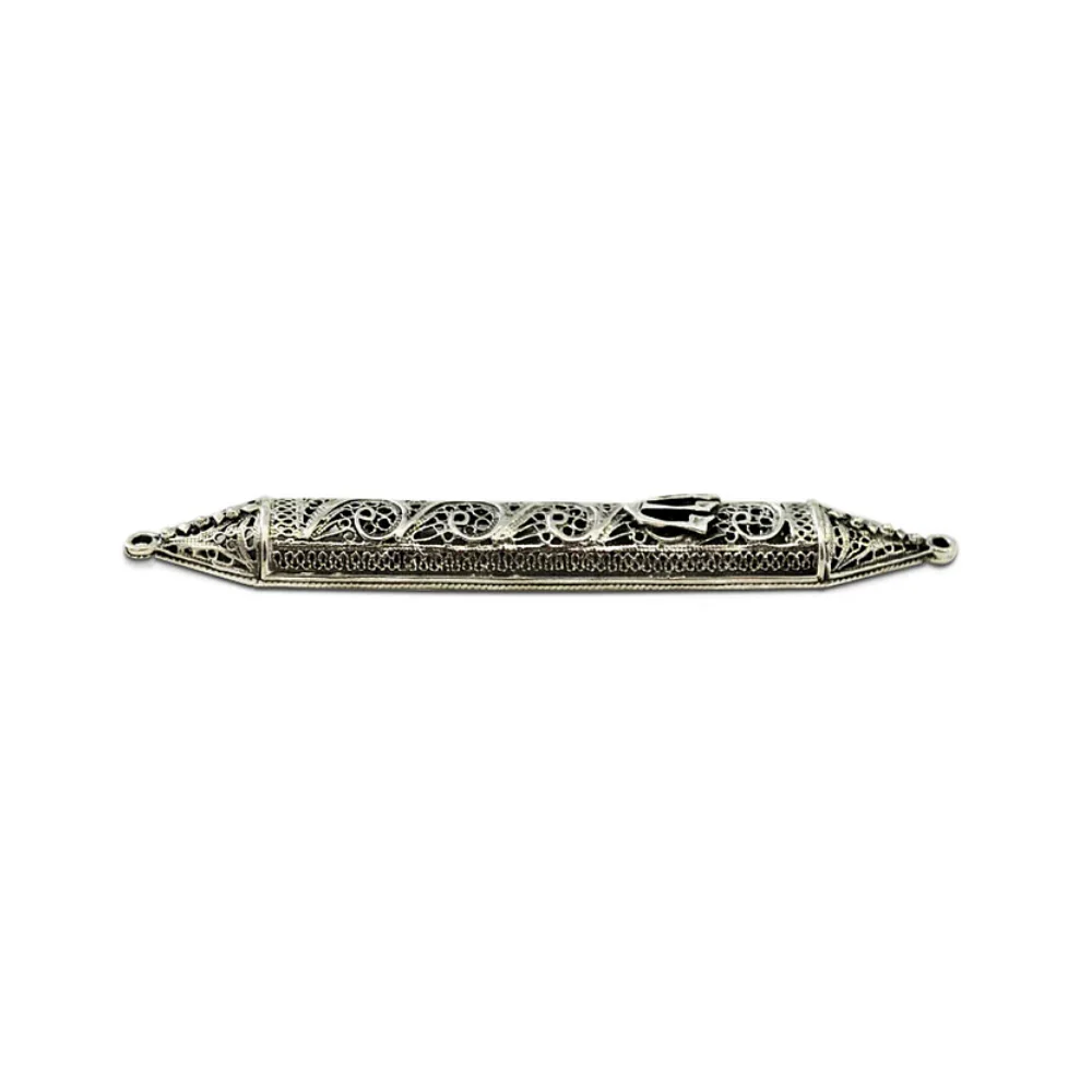 Sterling Silver Filigree Triangular Mezuzah Case - Image 3