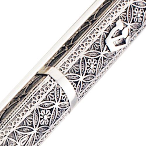Sterling Silver Floral Filigree Large Mezuzah - Image 4