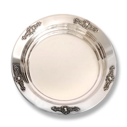 Silver Filigree Flower Kiddush Plate