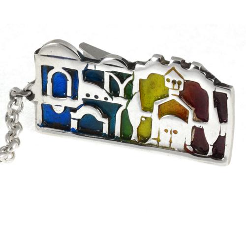 Silver Jerusalem Enamel Tallit Clip - Image 2