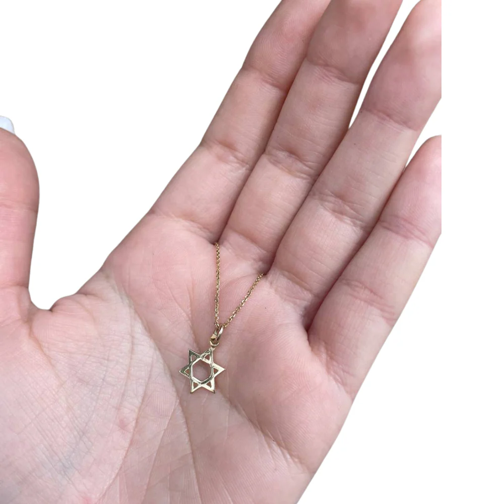 14k Gold Classic Star of David Charm Pendant - Image 2