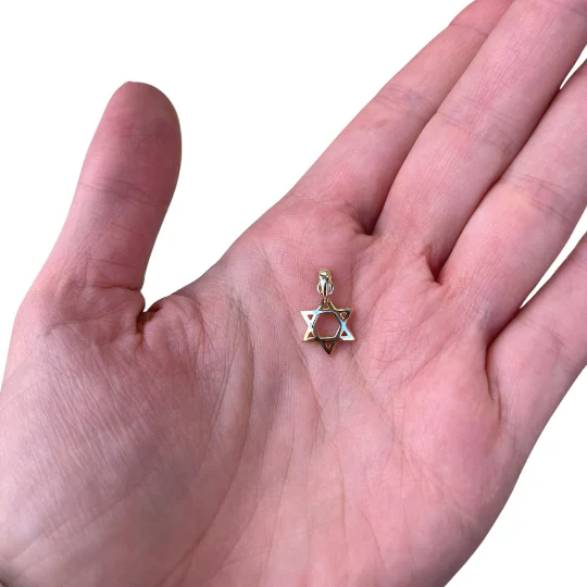 14K Gold Curved 3D Star of David Pendant - Image 4