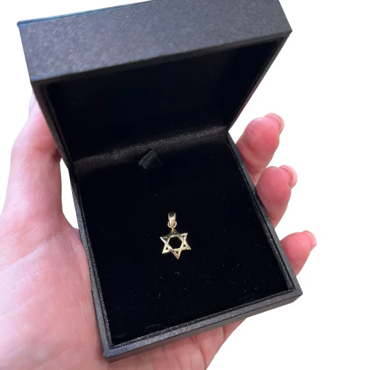 14K Gold Curved 3D Star of David Pendant - Image 5