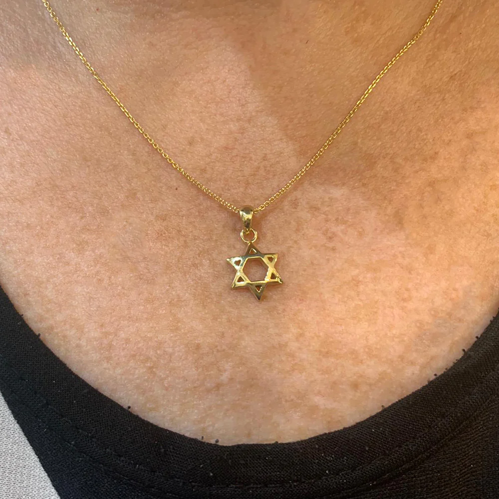 14K Gold Curved 3D Star of David Pendant - Image 7