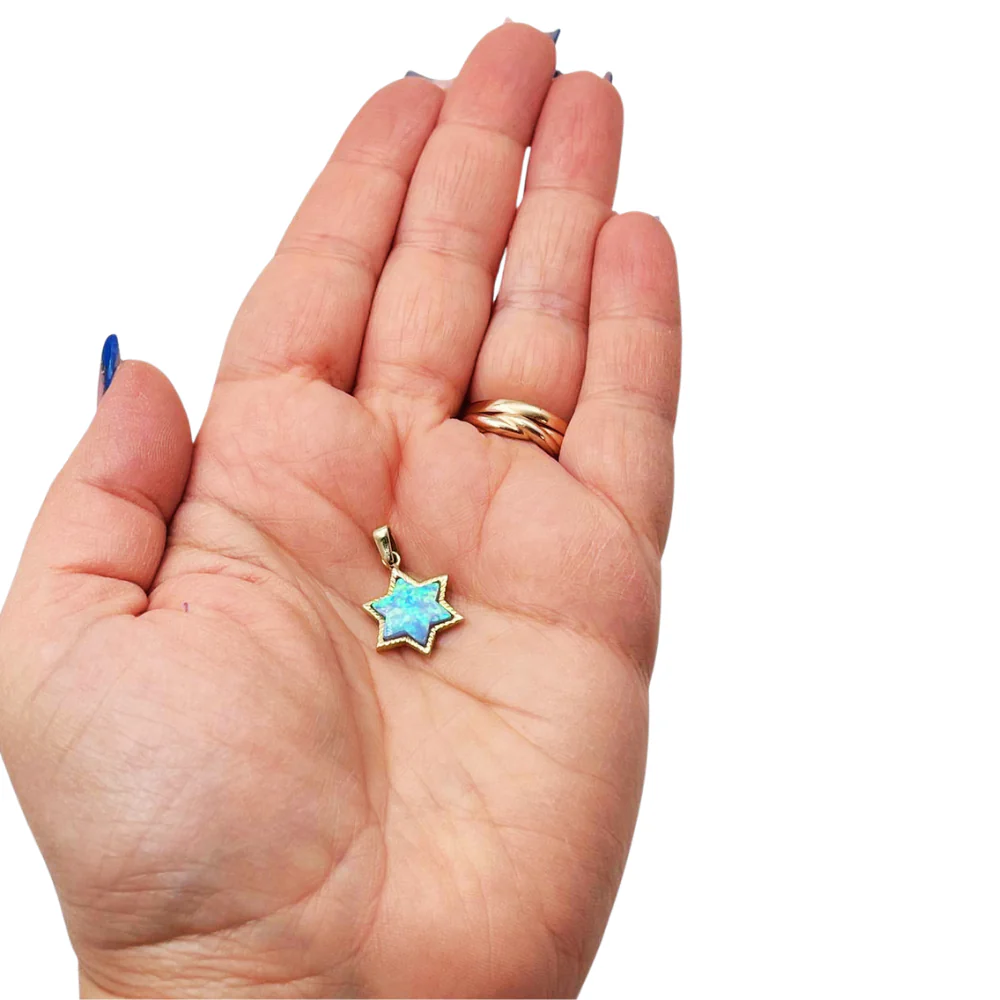 14k Gold Opal Star of David Pendant - Image 4