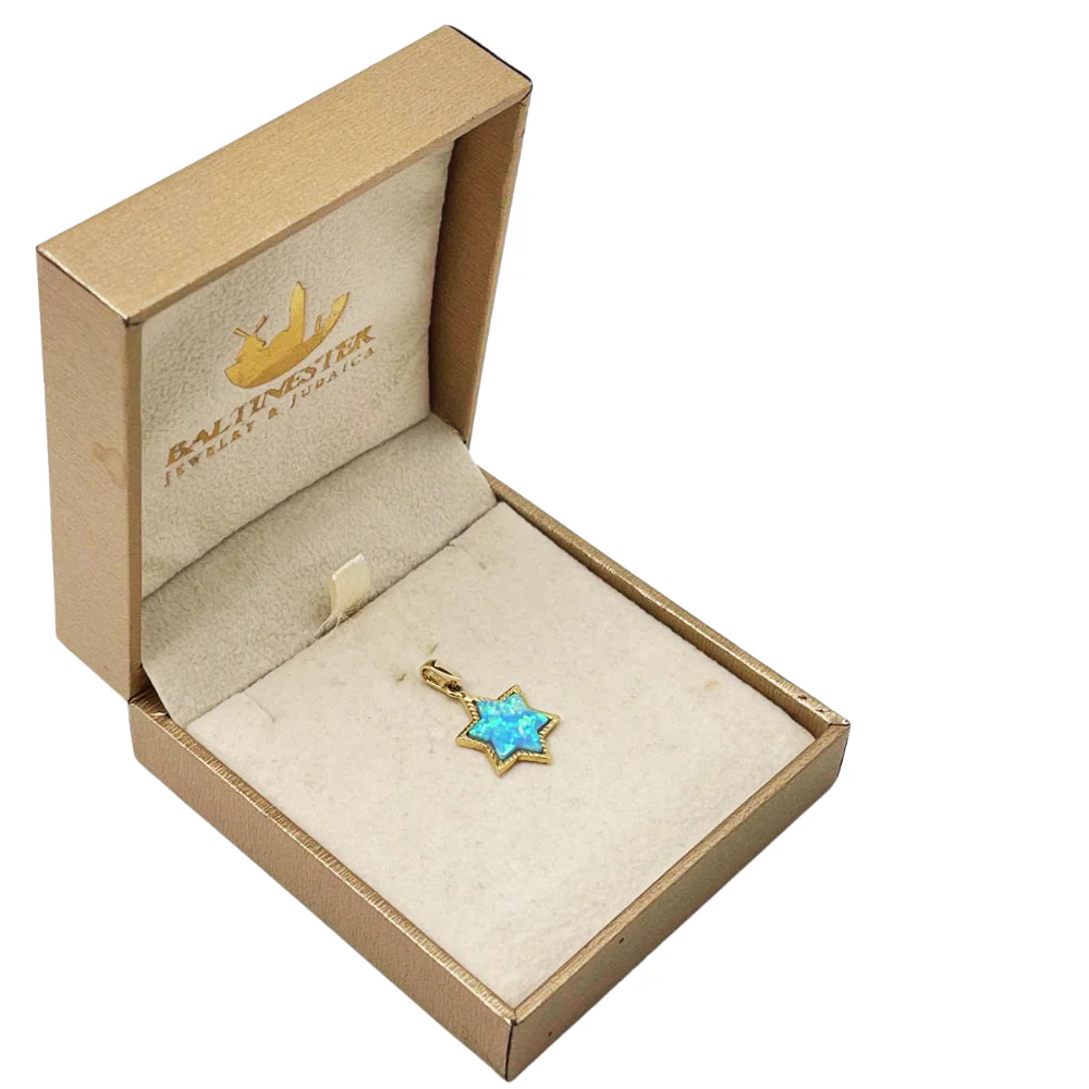 14k Gold Opal Star of David Pendant - Image 5