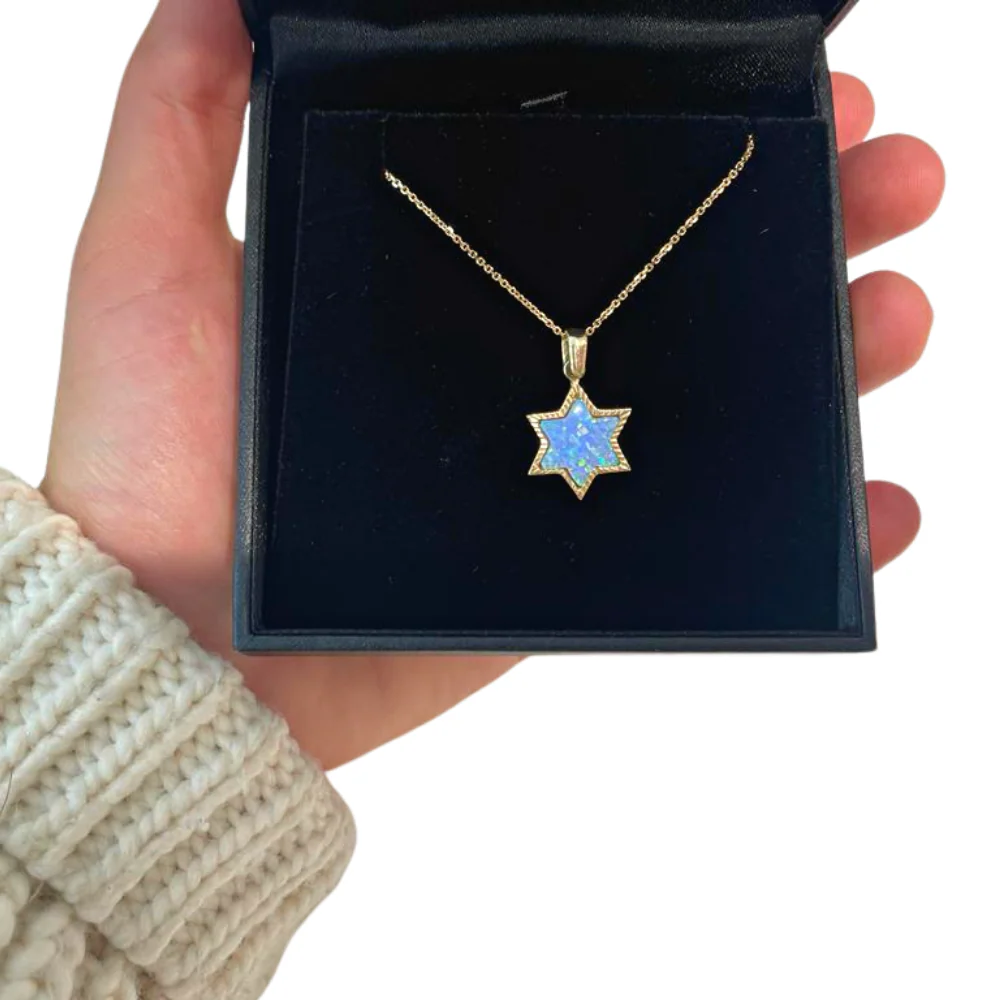 14k Gold Opal Star of David Pendant - Image 7
