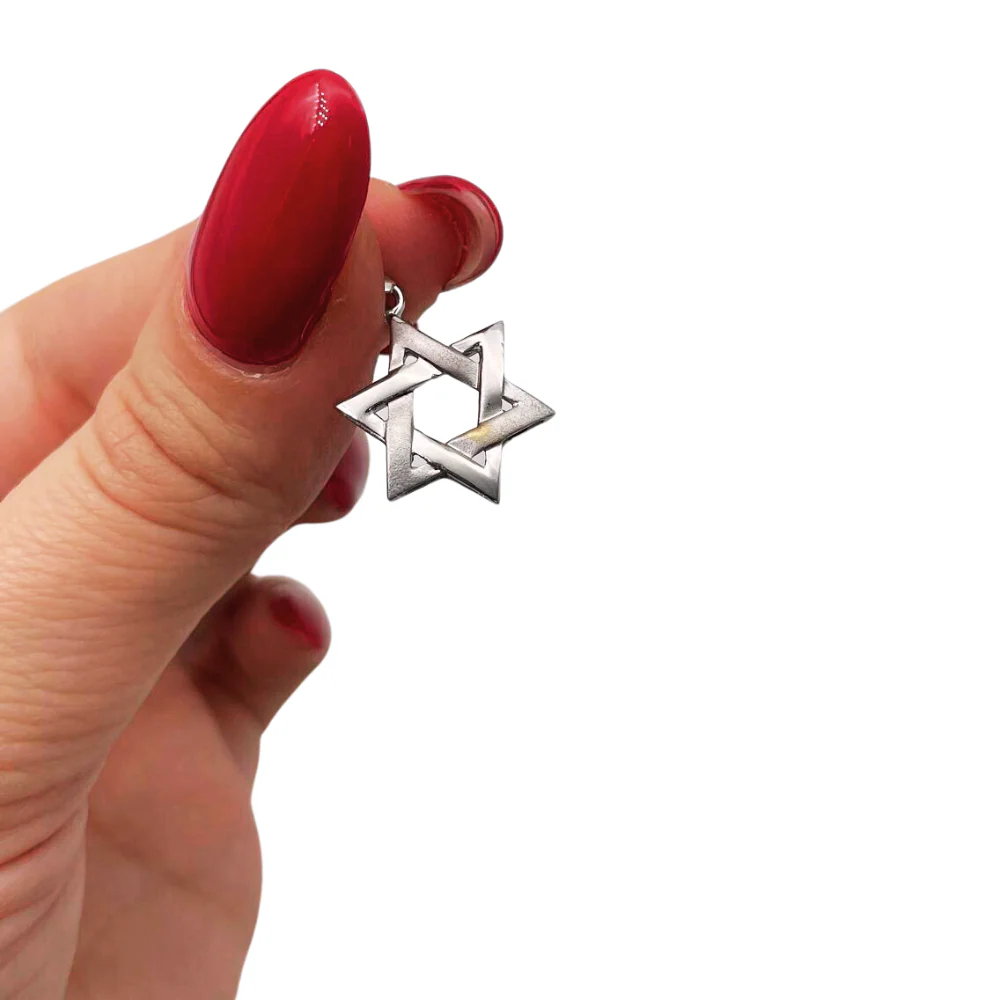14K White Gold Brushed Star of David Pendant - Image 5