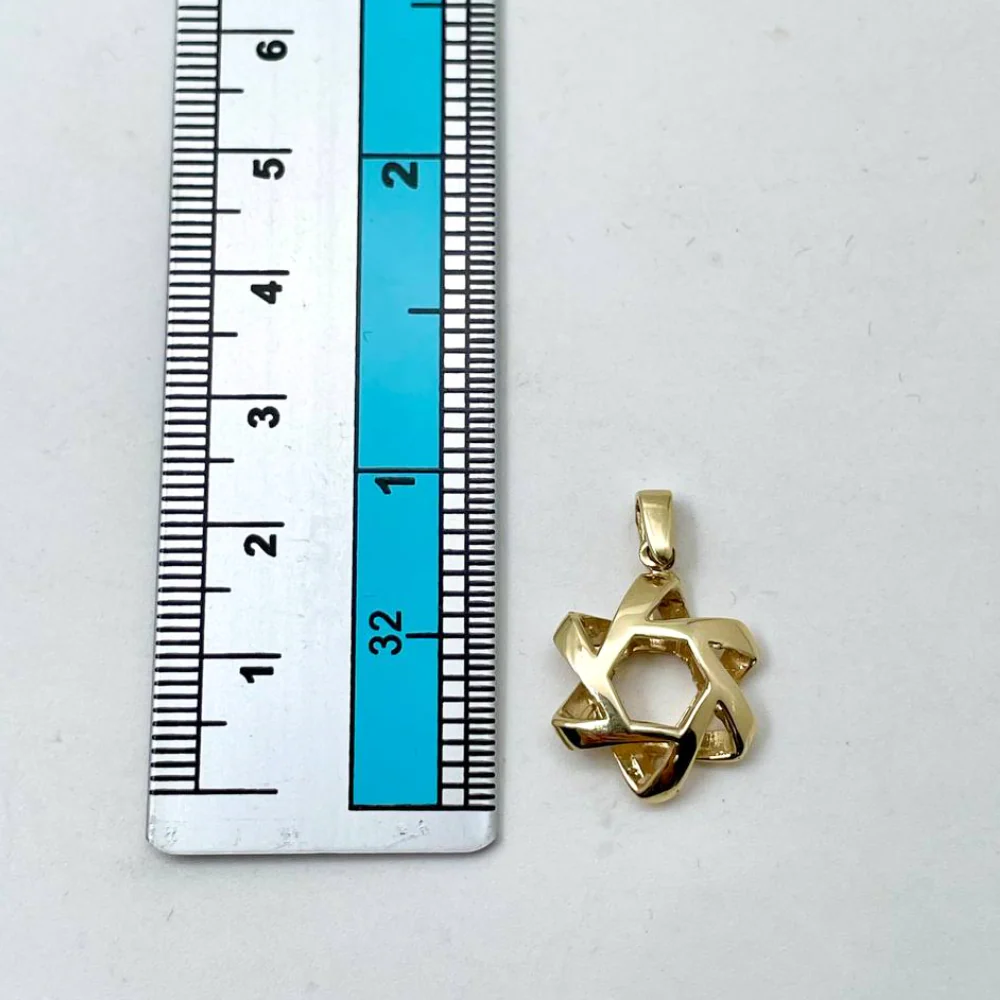 Pinwheel Star of David Pendant in 14k Gold - Image 4