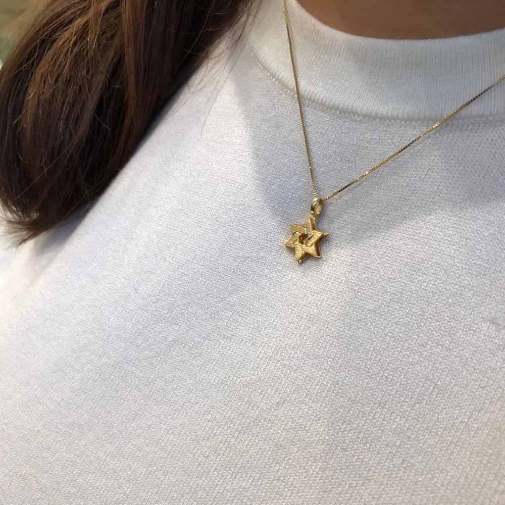 Star of David Pendant -18k Gold Dual Layered - Image 5
