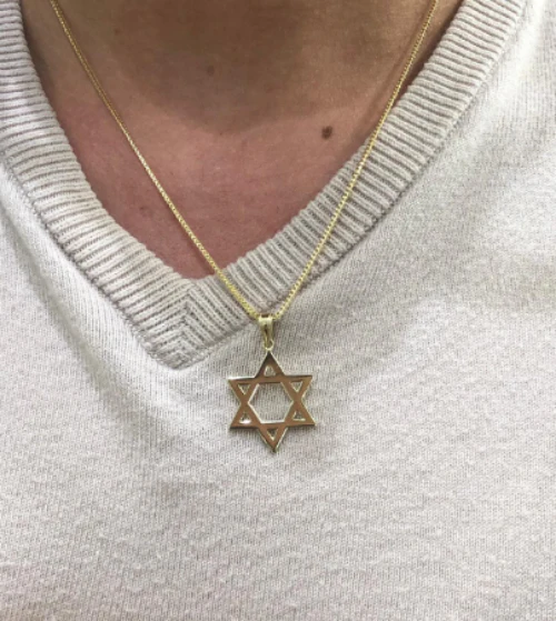 14k Gold Classic Flat Star of David Pendant - Image 2