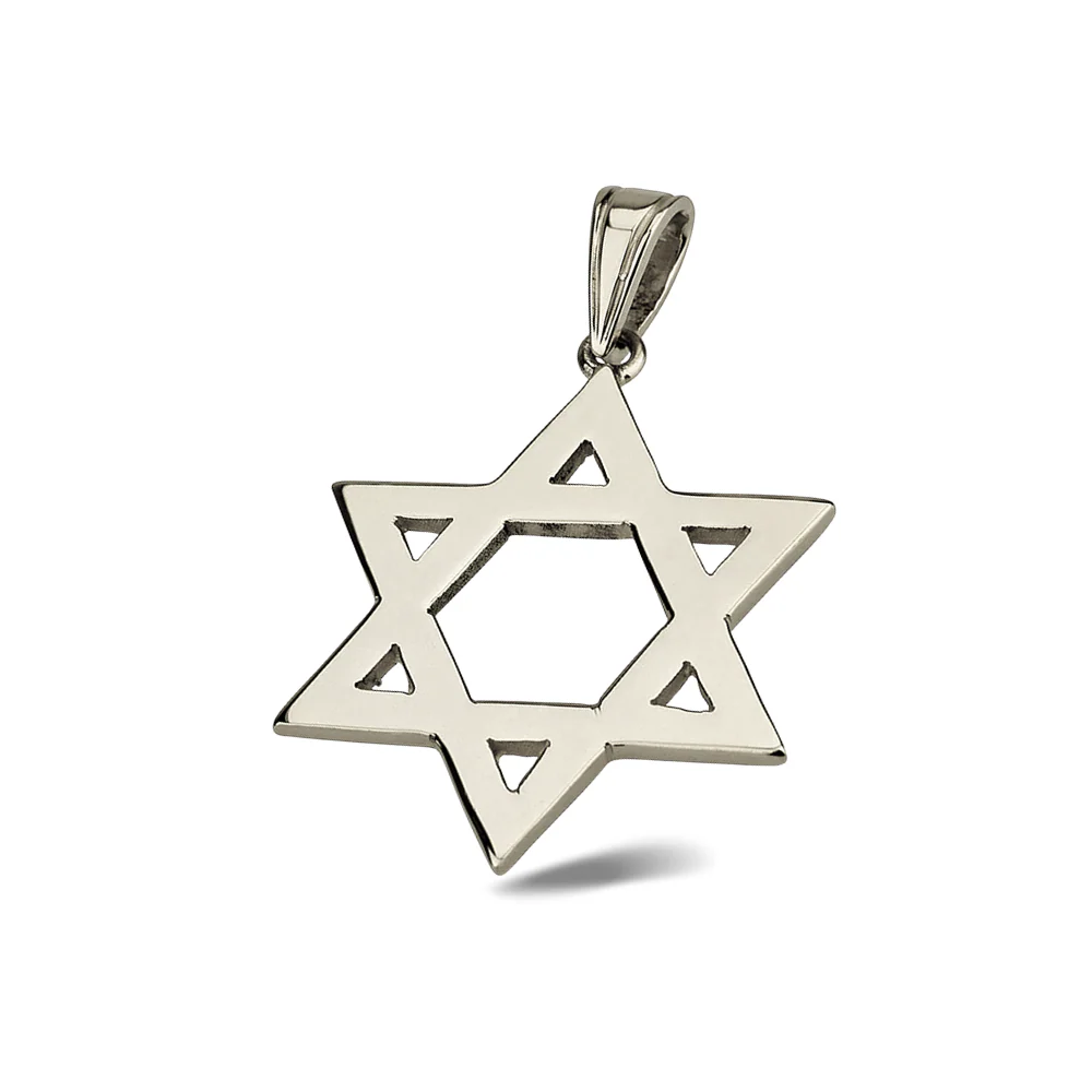 14k Gold Classic Flat Star of David Pendant - Image 4