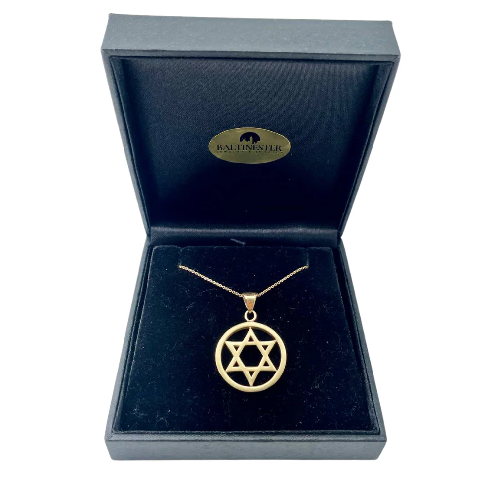 Classic 14k Gold Star of David Round Pendant - Image 3