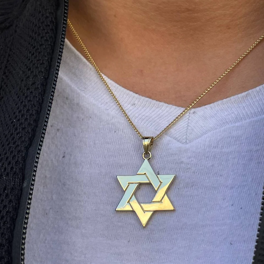 14k Gold Interwoven Star of David Pendant - Image 2