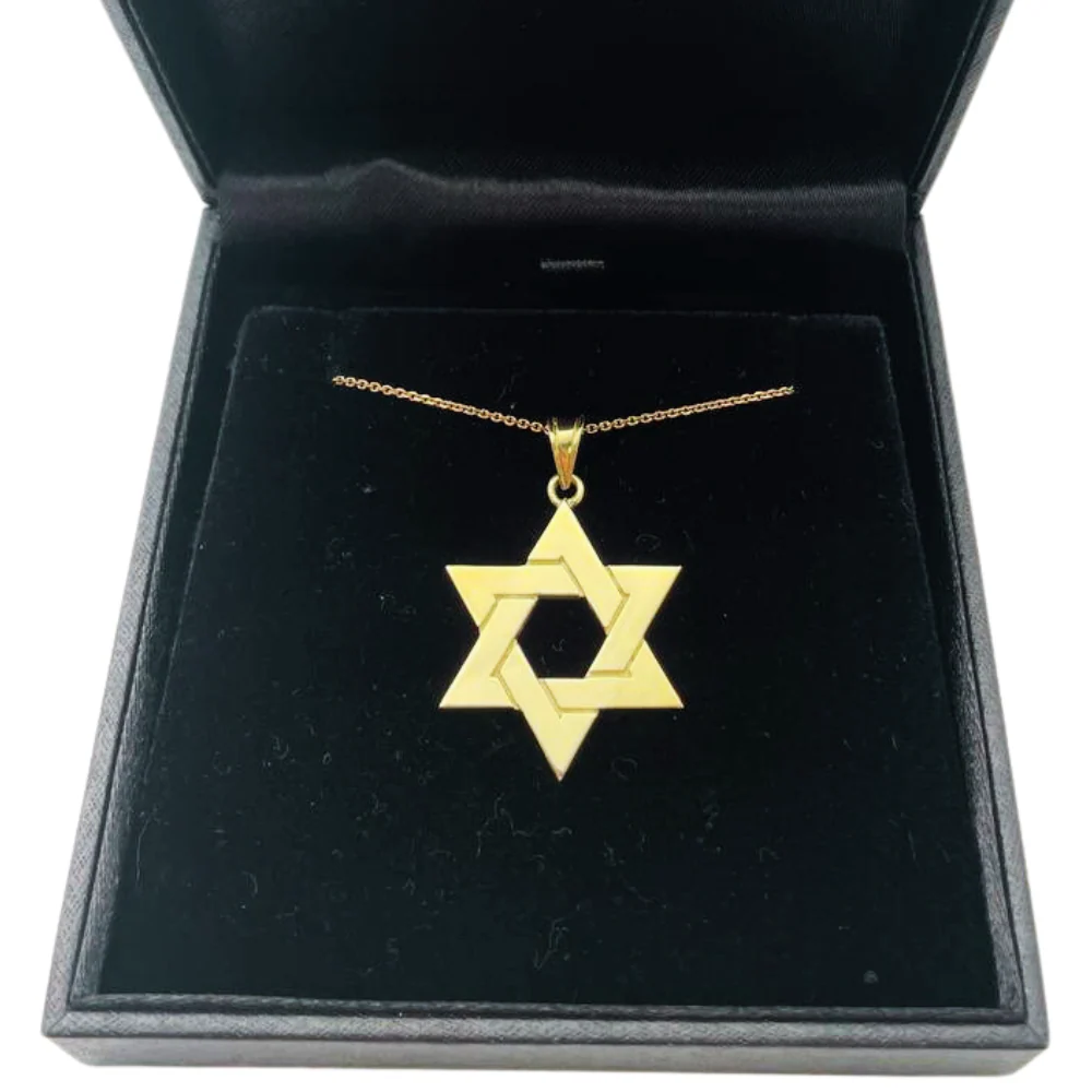 14k Gold Interwoven Star of David Pendant - Image 6