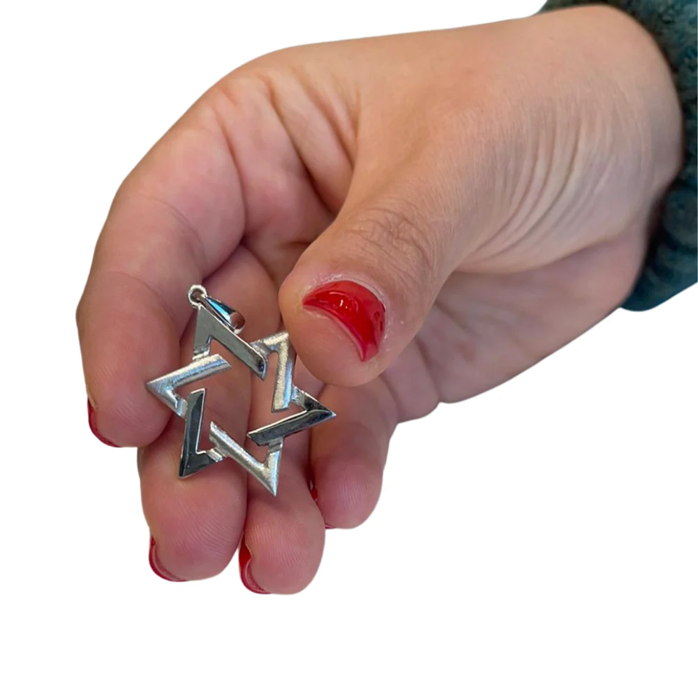 14k Gold Star of David Pendant with a Cutout Design - Image 4