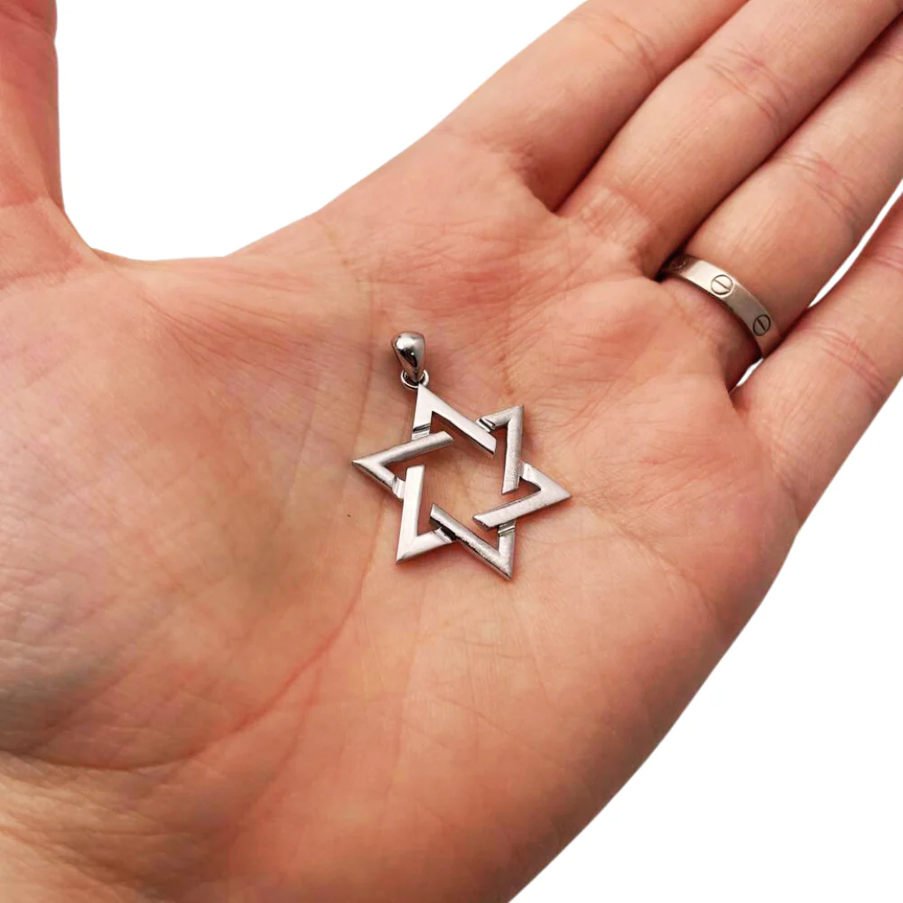 14k Gold Star of David Pendant with a Cutout Design - Image 6