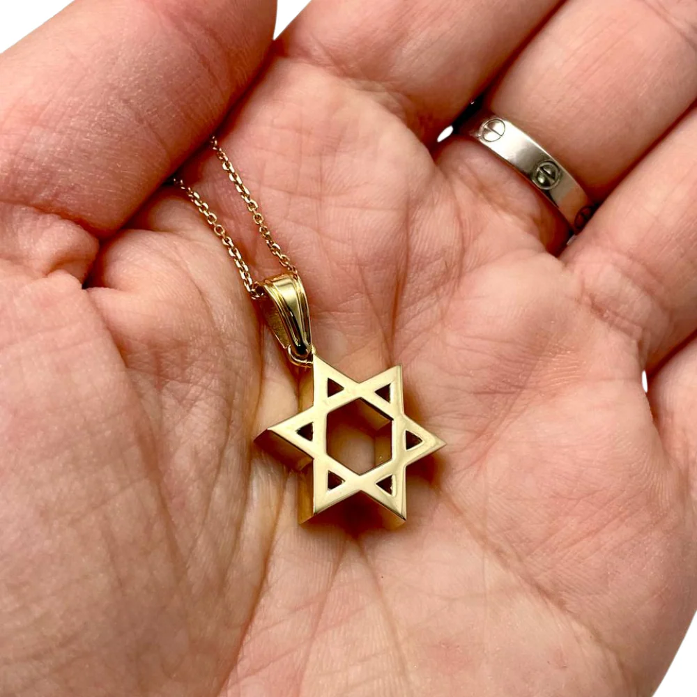 14k Gold Heavyweight Small Star of David Pendant - Image 3