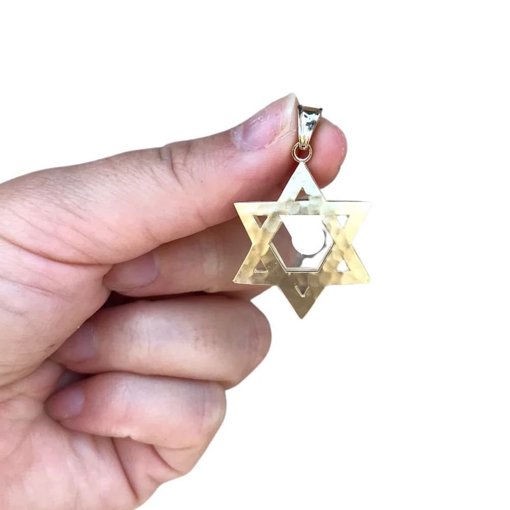 3D Reversible Star of David Pendant in 14k Gold - Image 2