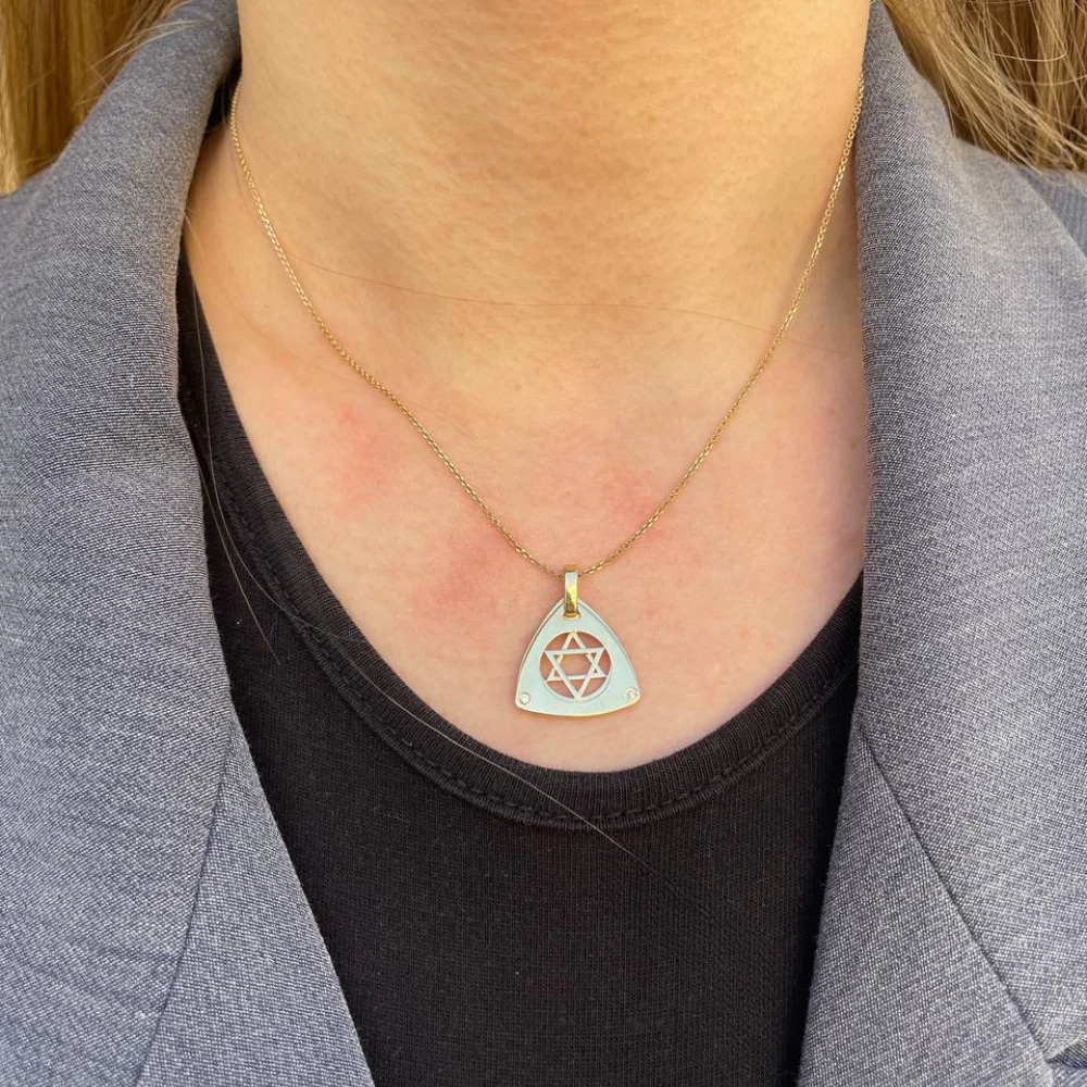 Dual Layered Star of David Diamond 14K Gold Pendant - Image 5
