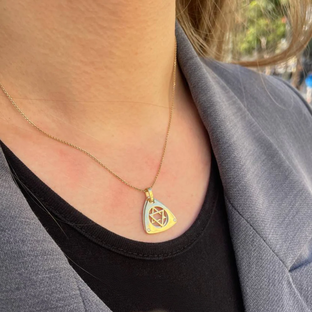 Dual Layered Star of David Diamond 14K Gold Pendant - Image 9
