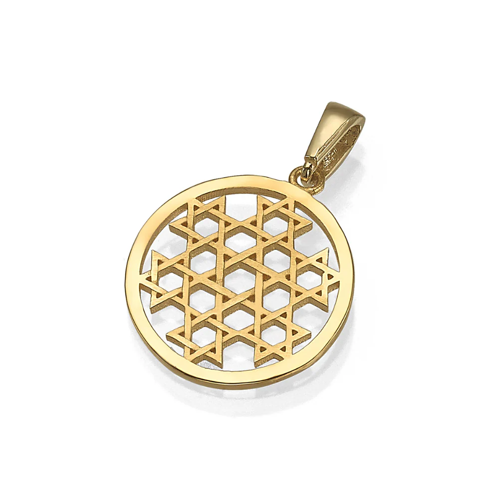 Star of David Medallion Pendant in 14K Gold
