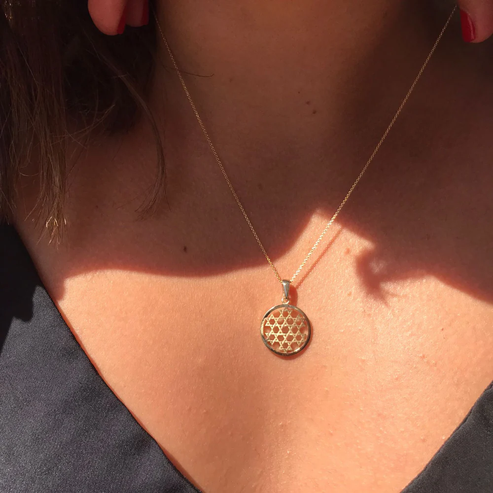 Star of David Medallion Pendant in 14K Gold - Image 4