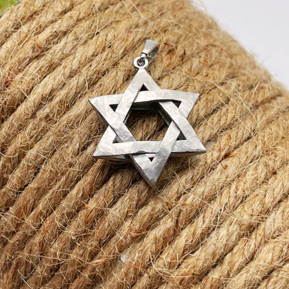 Star of David Textured Interwoven 3D Pendant in 14K Gold - Image 7
