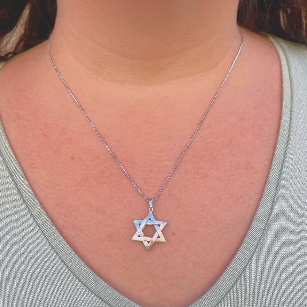 Star of David Textured Interwoven 3D Pendant in 14K Gold - Image 8