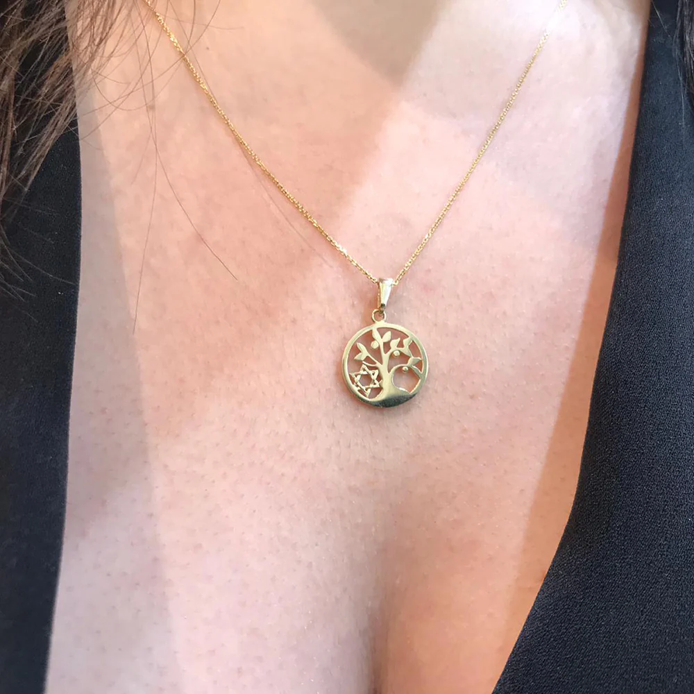 Tree of Life & Star of David Pendant in 14K Gold - Image 4