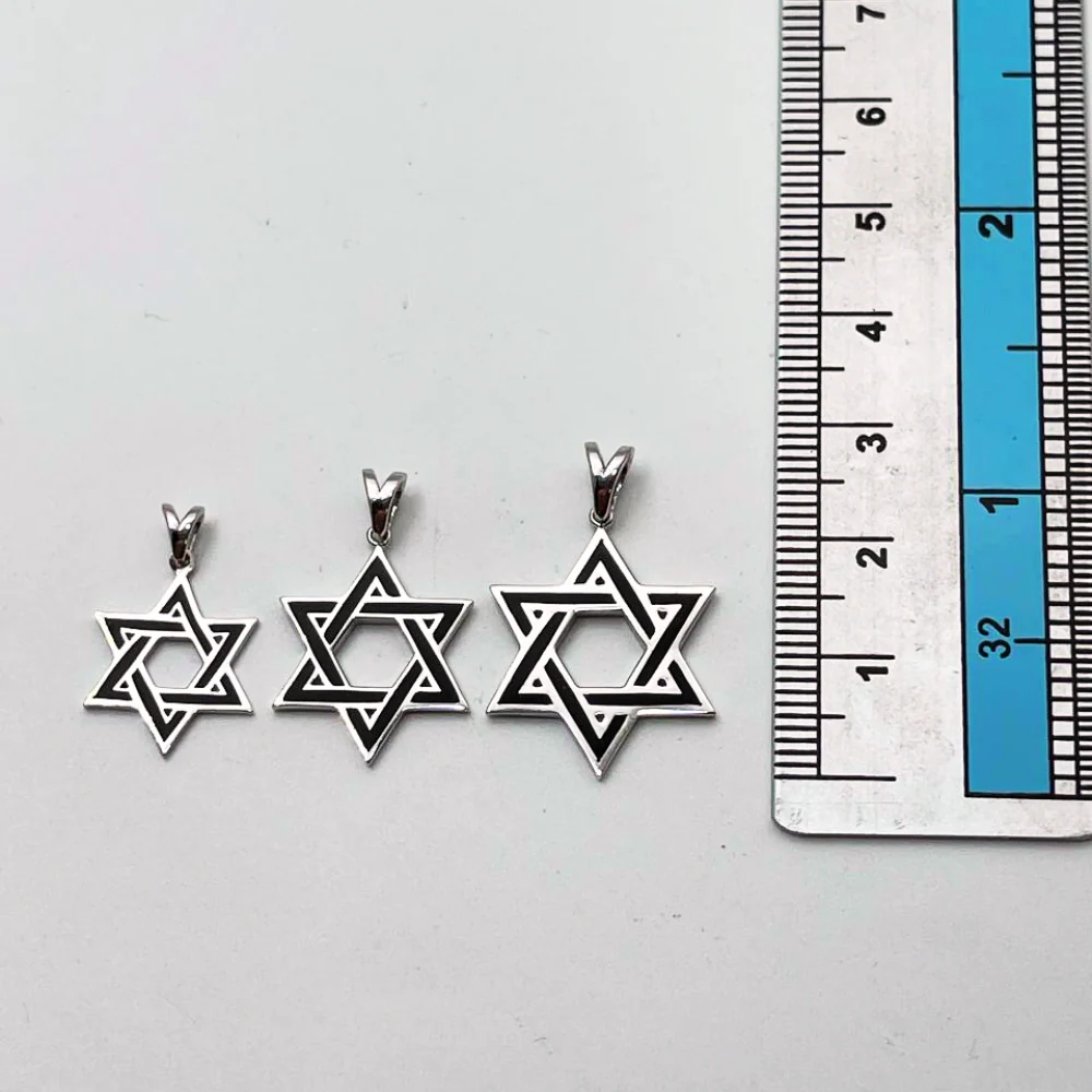 Star of David Pendant in 14K White Gold with Black Enamel - Image 6