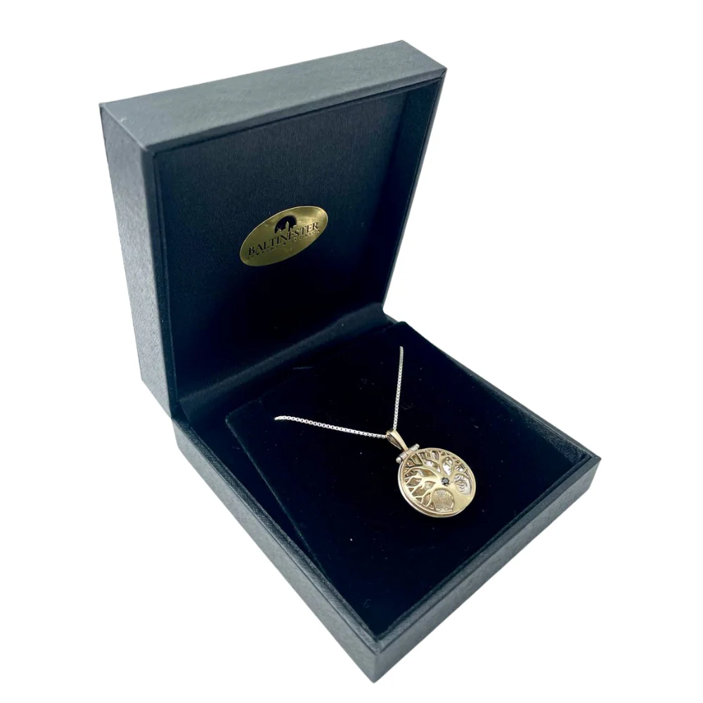 Tree of Life Necklace in Silver and Gold with Emerald - Image 4