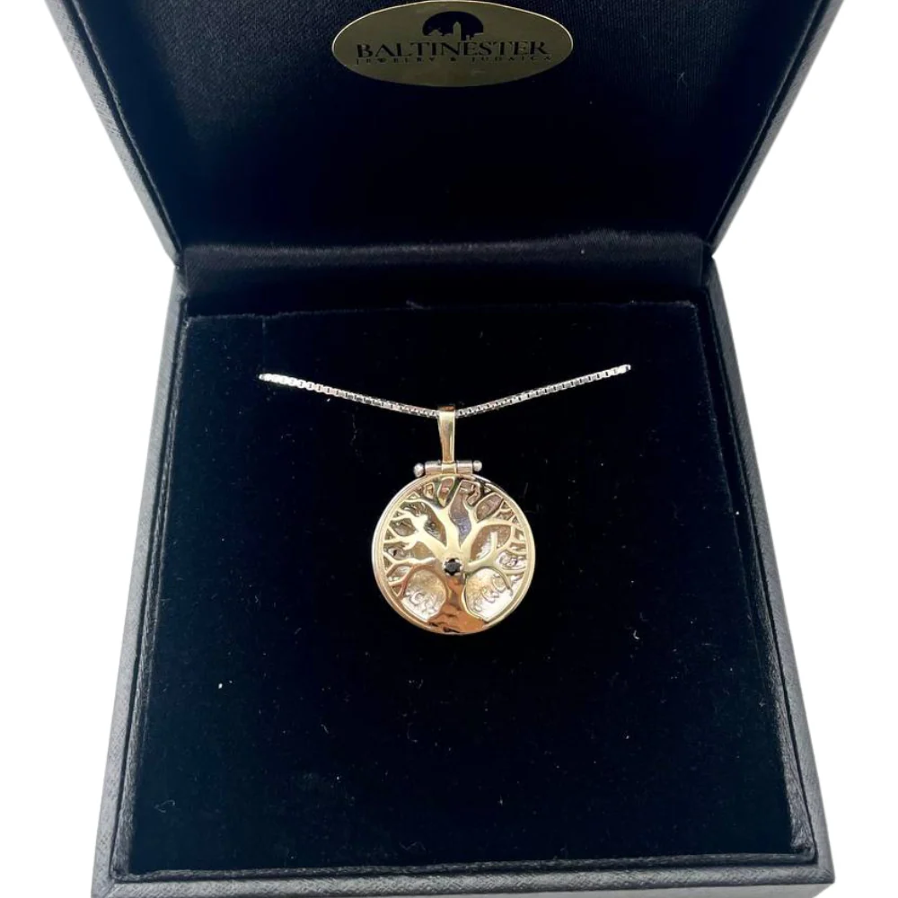 Tree of Life Necklace in Silver and Gold with Emerald - Image 5