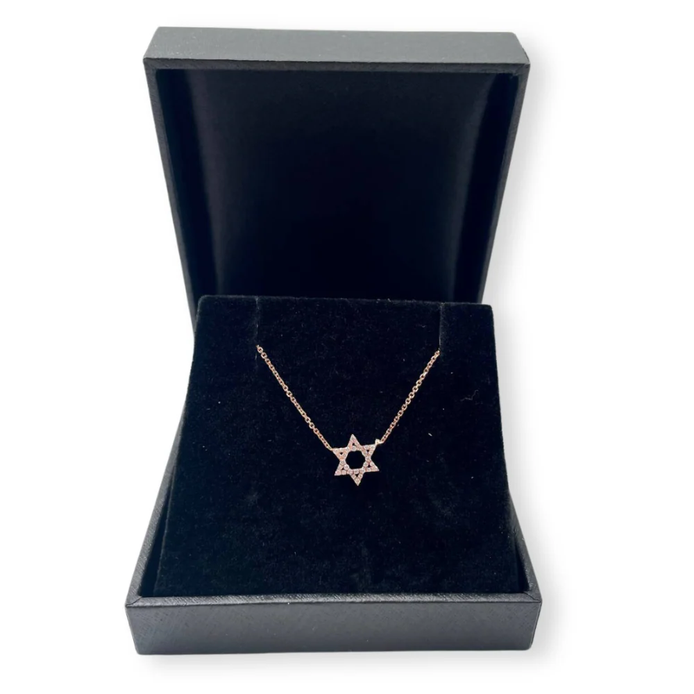 Diamond Star of David Linked Necklace in 14K Gold - Petite - Image 6